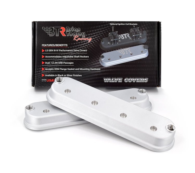 VCA-03-SLVR Valve Cover Set, GM Gen III/Gen IV LS, w/o Coil Mounts, w/o BTR Logo [Silver Powder-Coated]