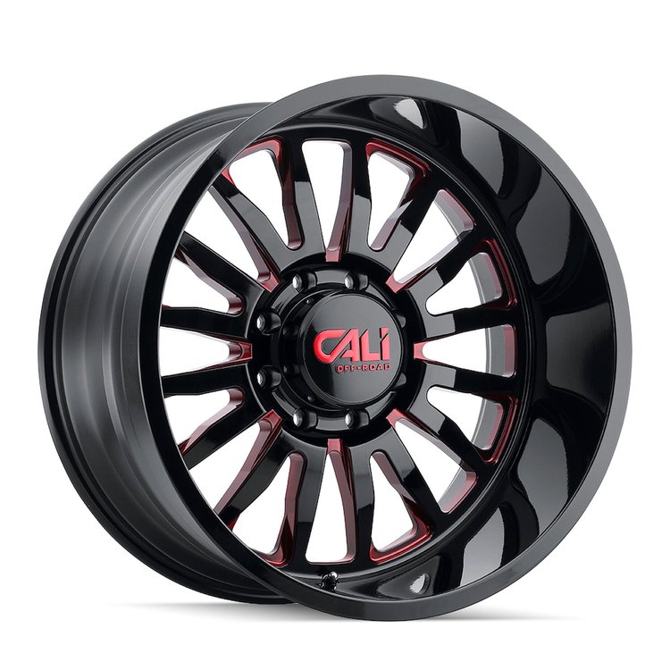 9110-22283BTR 9110 Summit Wheel [Size: 22" x 12"] Gloss Black Milled Prism Red Finish
