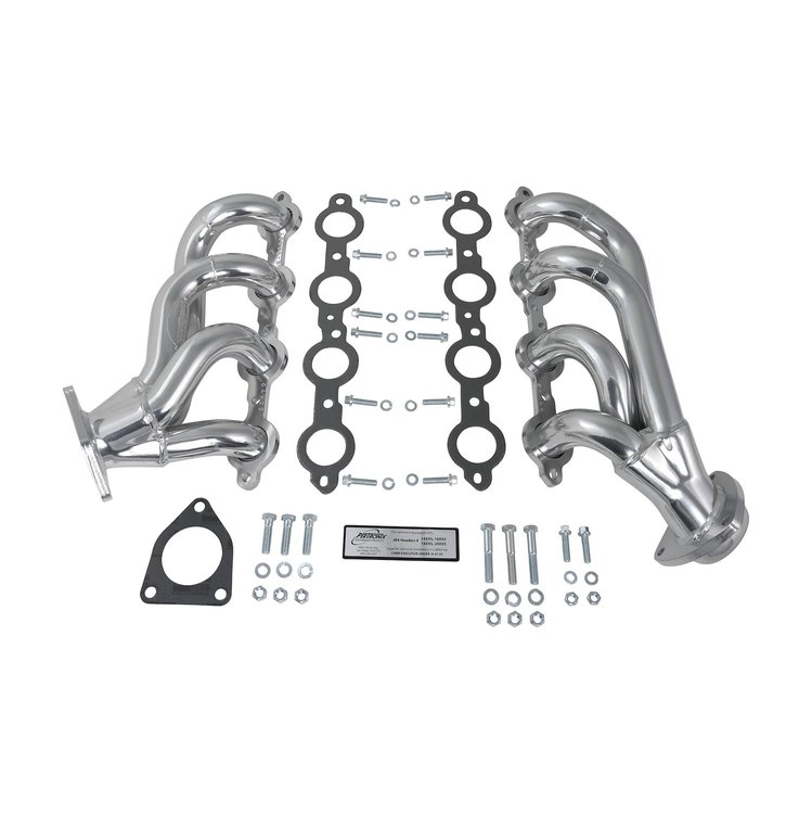 1850S-2JS Shorty Headers for 2002-2013 GM Trucks, SUVs  w/4.8, 5.3, 6.0, 6.2L Engines [Silver Ceramic Coated]