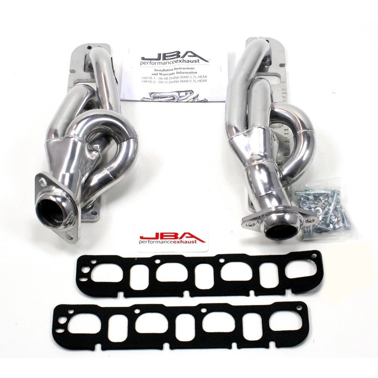 1961S-2JT Shorty Headers for 2009-2018 Ram 1500 & 2019-2021 Classic 1500 Trucks w/5.7L Hemi Engine 2WD/4WD [Silver Ceramic]