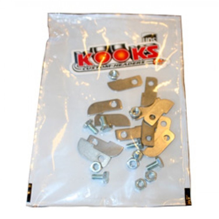 Header Collector Locking Tabs 8 Steel Tabs, 4 Bolts, Nuts, Washers