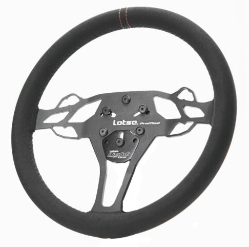 PMO-LR ProMod Light Drag Racing Steering Wheel [13 in. Diameter] Black Suede w/Red Stripe