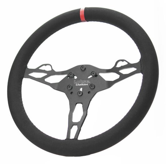 VLB-PV Velox Drag Racing Steering Wheel [14 in. Diameter] Black Suede w/Red Stripe