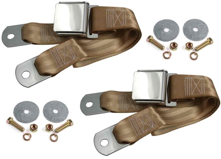 2-Point Aviation Lap Belt Pair w/Hardware Kit