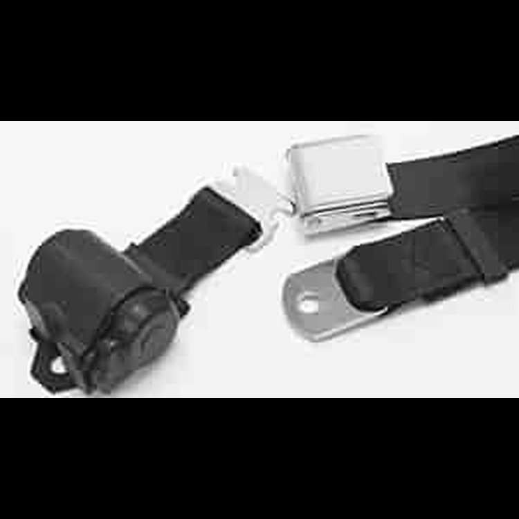 2-Point Retractable Lap Belt with Aviation Buckle Black