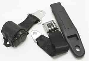 2-Point Retractable Lap Belt with Push-Button Buckle Black