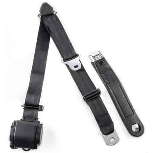 3-Point Retractable Lap Belt with Push-Button Buckle Black