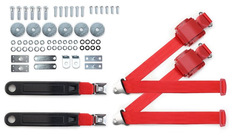 RB-6475GMKT-BRD-BU Shoulder Belt Kit with Push Button Buckles, For Bucket Seats, Bright Red