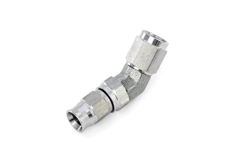 350-4503SS 350 Series 45-Deg Hose End, Reusable Hose End Fitting, For Reinforced PTFE Hose, Double Swivel