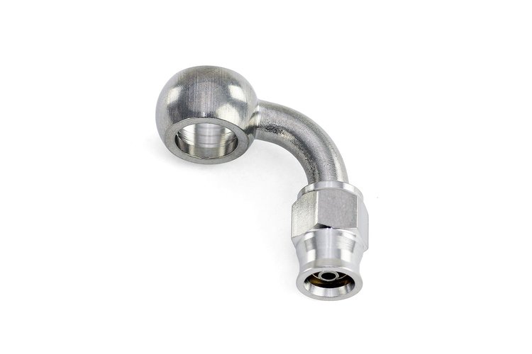 350-9003SSB 350 Series 90-Deg Banjo Hose End, Reusable Hose End Fitting w/ 10 mm Banjo, For Reinforced PTFE Hose.