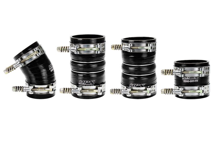 57-1537-BLK Intercooler Boot Kit, 4-Ply Reinforced Fluorolined Silicone, Replaces OEM Rubber Intercooler Boots