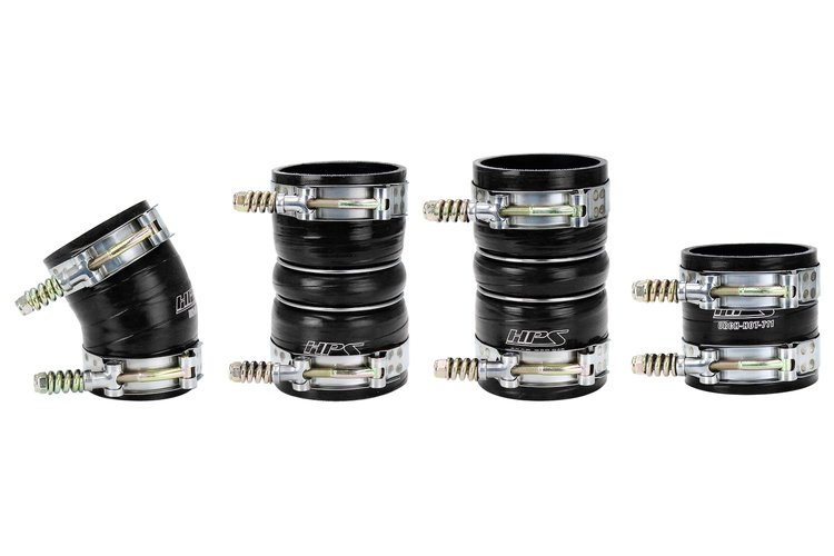 57-1538-BLK Intercooler Boot Kit, 4-Ply Reinforced Fluorolined Silicone, Replaces OEM Rubber Intercooler Boots