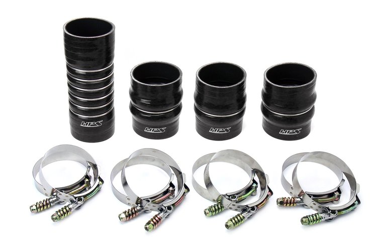 57-1568-BLK Intercooler Boot Kit, 4-Ply Reinforced Fluorolined Silicone, Replaces OEM Rubber Intercooler Boots