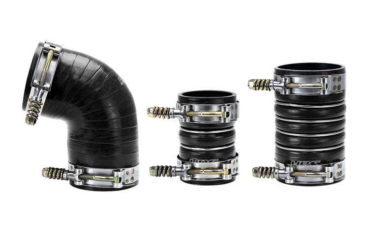 57-1573-BLK Intercooler Boot Kit, 4-Ply Reinforced Fluorolined Silicone, Replaces OEM Rubber Intercooler Boots