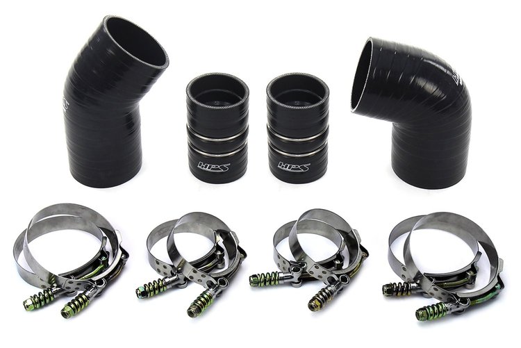 57-1574-BLK Intercooler Boot Kit, 4-Ply Reinforced Fluorolined Silicone, Replaces OEM Rubber Intercooler Boots