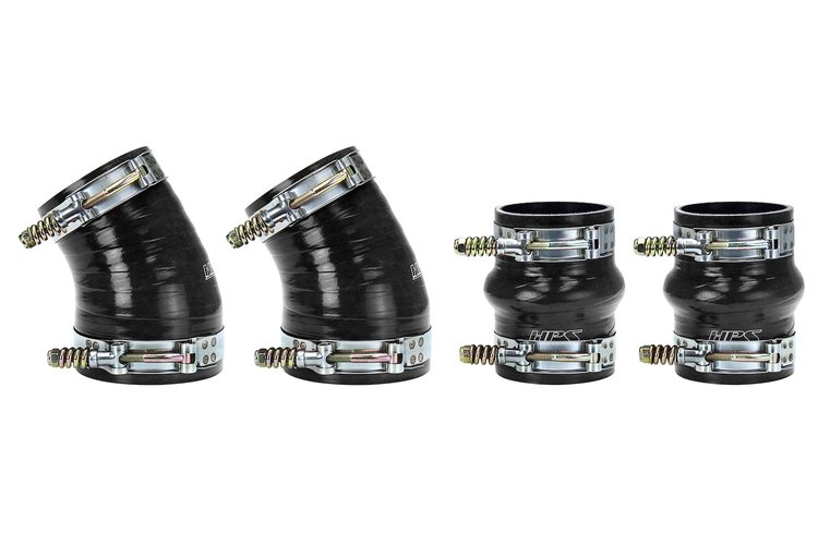 57-1576-BLK Intercooler Boot Kit, 4-Ply Reinforced Fluorolined Silicone, Replaces OEM Rubber Intercooler Boots