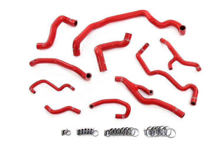 57-1998-RED Coolant Hose Kit, 3-Ply Reinforced Silicone Hoses, For Radiator, Heater, Water Pump, Expansion Tank