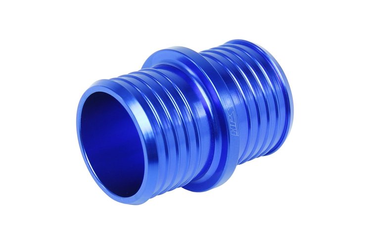 AHU-062-BLUE Multi-Ribbed Aluminum Hose Union, 5/8 in. OD, Blue