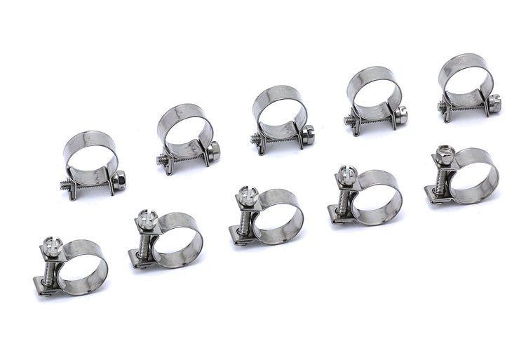 FIC-8x10 Fuel Injection Hose Clamp, 10 Stainless Steel Small Hose Clamps, SAE Size 10, 5/16 in. - 25/64 in. (8 mm-10 mm)