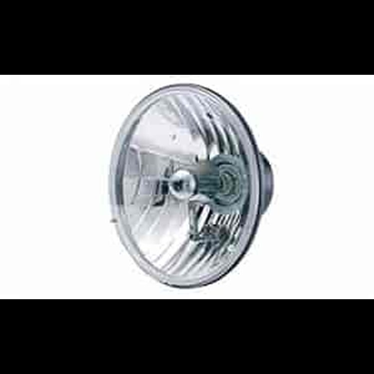 HEADLIGHT ASSEMBLY 7IN ROUND CONVERSION CAST HOUSING CLEAR GLASS LENS EACH MEETS DOT/SAE USES H4 55/60W BULB NOT INCLUDED.