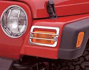 EURO HEADLIGHT COVERS STAINLESS 97-06 JEEP WRANGLER 2PC