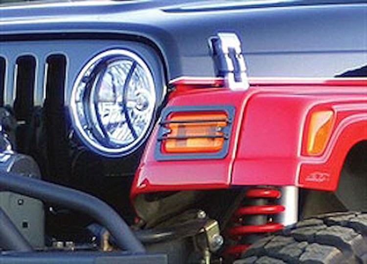 EURO HEADLIGHT COVERS BLACK 97-06 JEEP WRANGLER 2PC