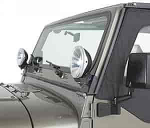 WINDSHIELD HINGE LIGHT BRACKETS 97-06 JEEP WRANGLER STAINLESS
