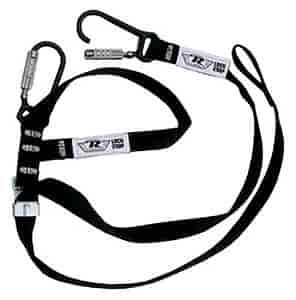 CARGO TIE DOWN STRAP PATENTED SYSTEM WITH LOCKING CARIBINER CLIP AND STEEL CABLE WEB STRAP