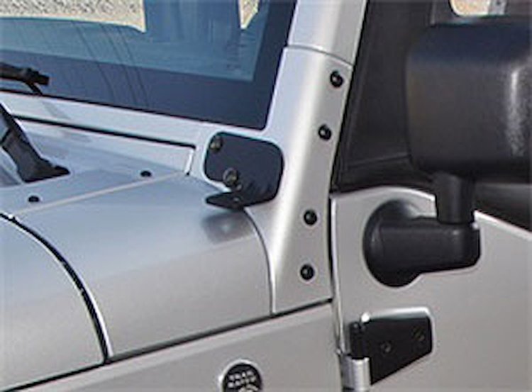 JK WINDSHIELD HINGE LIGHT BRACKET BLACK PAIR 07-12 JEEP WRANGLER