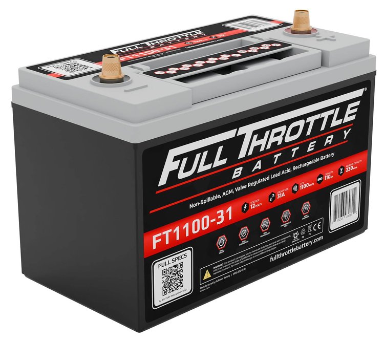 FT1100-31 FT-Series AGM 12 V Battery, Group: 31, 1100 CCA, 110 AH, Brass SAE Terminal RHP