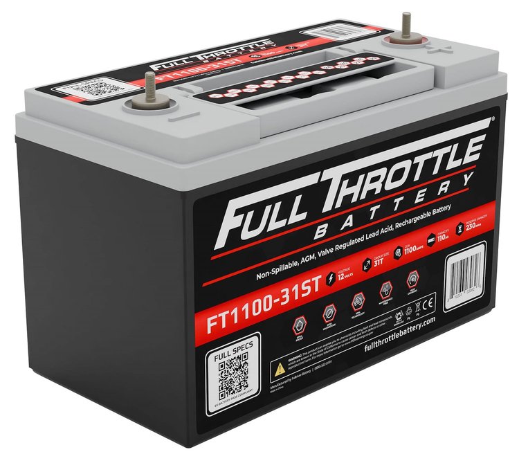 FT1100-31ST FT-Series AGM 12 V Battery, Group: 31, 1100 CCA, 110 AH, 3/8" Stud Terminal RHP