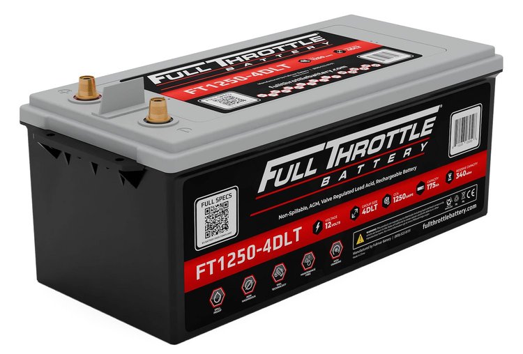 FT1250-4DLT FT-Series AGM 12 V Battery, Group: 4D, 1400 CCA, 175 AH, Brass SAE Terminal