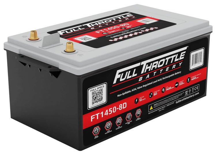 FT1450-8D FT-Series AGM 12 V Battery, Group: 8D, 1625 CCA, 225 AH, Brass SAE Terminal