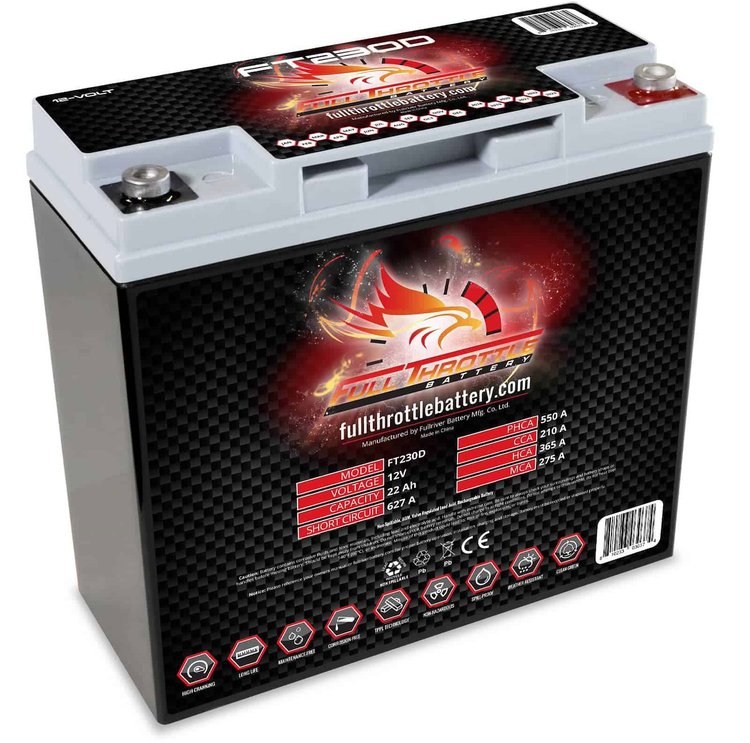 FT230D FT-Series AGM 12 V Battery, Group: BT19BL-BS, 180 CCA, 22 AH, 6 mm Insert Term RHP