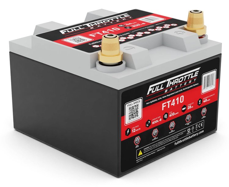 FT410 FT-Series AGM 12 V Battery, 410 CCA, 28 AH, Brass SAE Terminal RHP