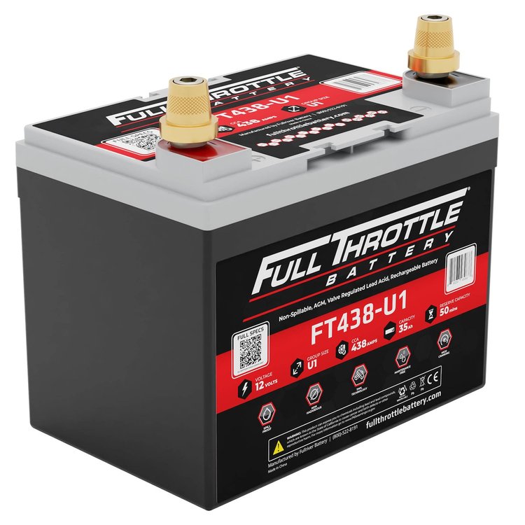 FT438-U1 FT-Series AGM 12 V Battery, Group: U1, 438 CCA, 35 AH, Brass SAE Terminal - LHP