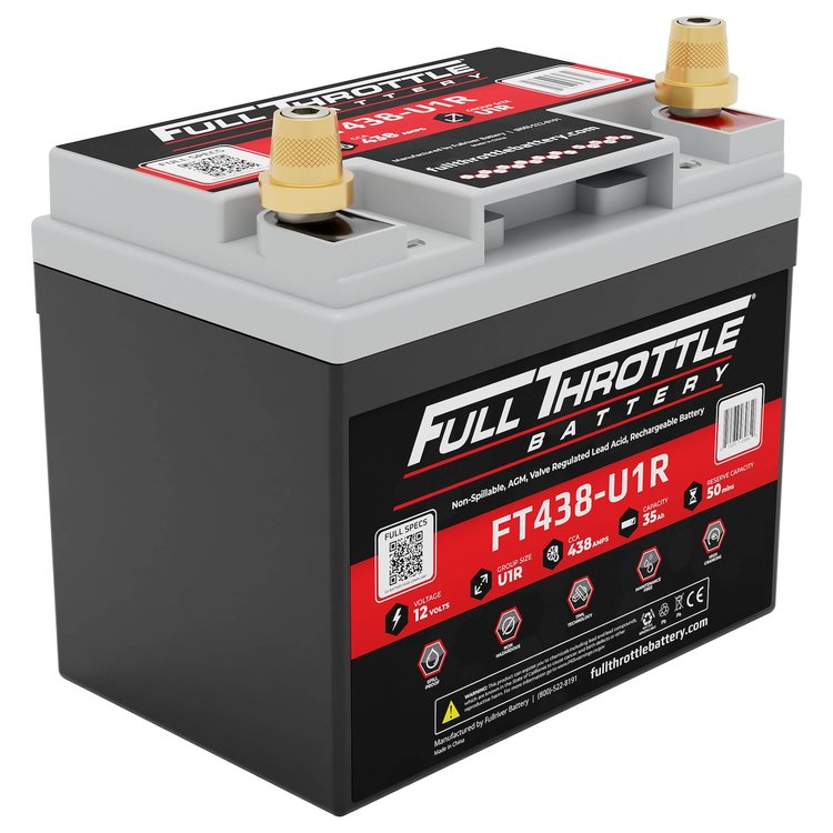 FT438-U1R FT-Series AGM 12 V Battery, Group: U1R, 438 CCA, 35 AH, Brass SAE Terminal - LHP