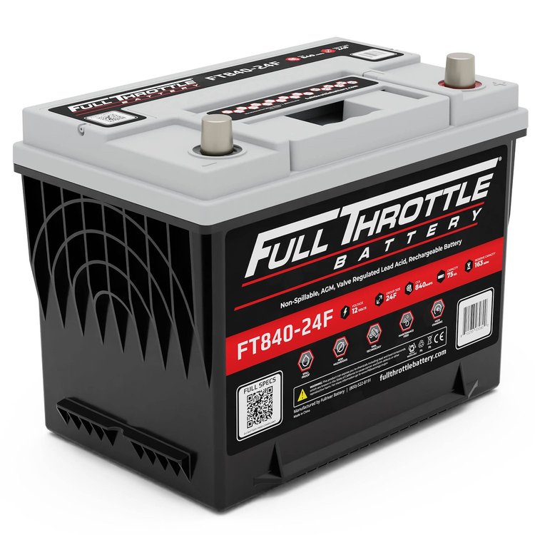 FT840-24F FT-Series AGM 12 V Battery, Group: 24F, 840 CCA, 79 AH, Brass SAE Terminal - LHP