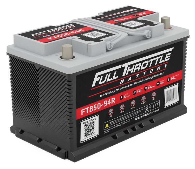 FT850-94R FT-Series AGM 12 V Battery, Group: 94R, 850 CCA, 88 AH, Brass SAE Terminal - LHP
