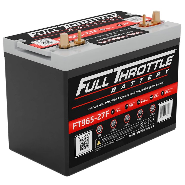 FT965-27F FT-Series AGM 12 V Battery, Group: 27F, 965 CCA, 100 AH, Brass SAE & Stud Terminal
