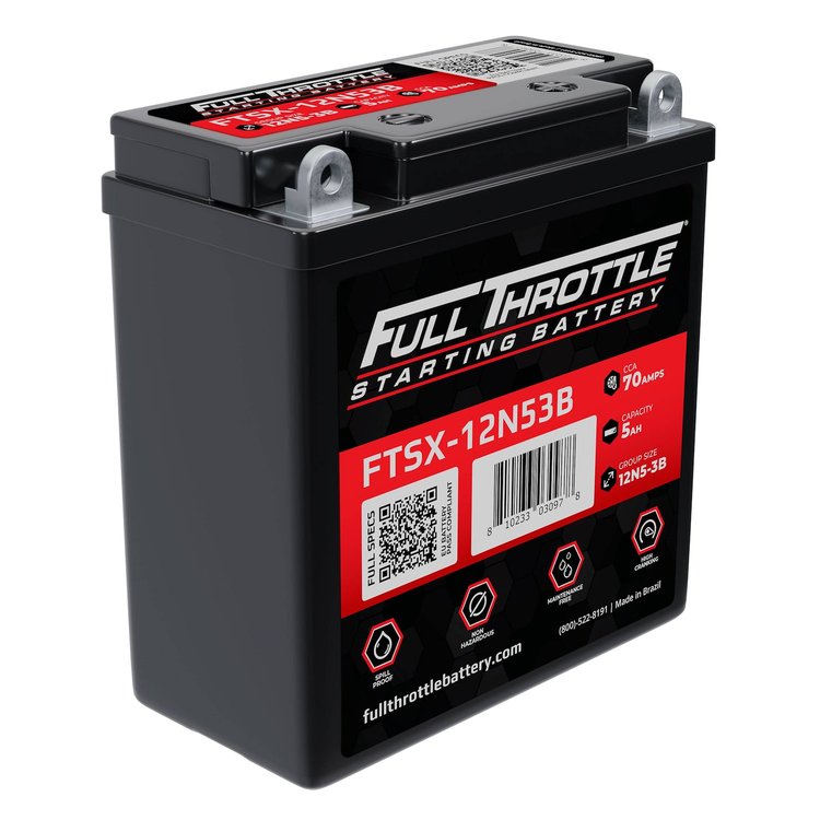 FTSX-12N53B FTS-Series Powersport AGM 12 V Battery, Group: 12N5-3B, Terminal - Powersport Type 6