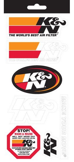 K&N Decal Sticker Sheet 4-1/2" x 10-1/2"
