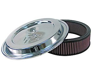 Chrome Lid (1 wing nut) & Filter 1968-92 GM car, 12" x 3.5" filter