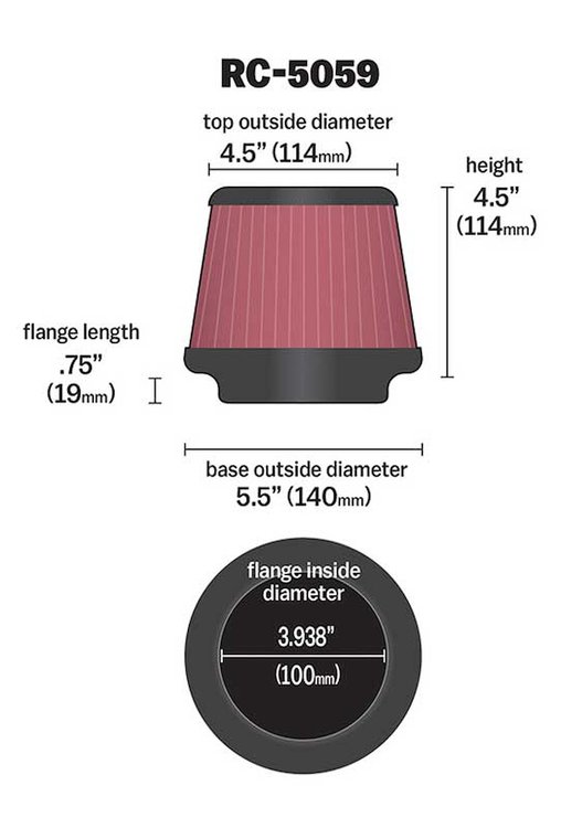 Universal Air Cleaner Assembly Round Tapered