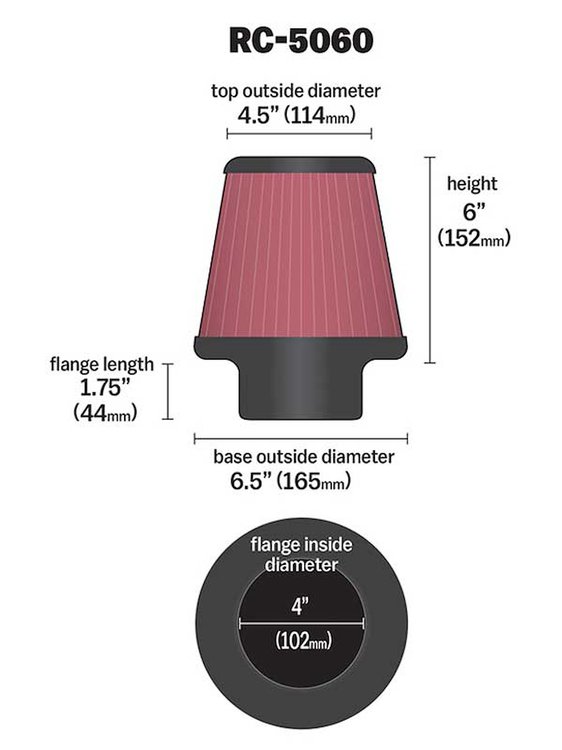Tapered Filter Flange Dia.- F: 4" , 102 mm
