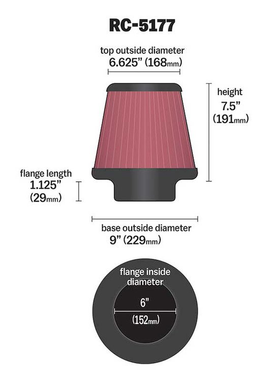 Tapered Filter Flange Dia.- F: 6" , 152mm