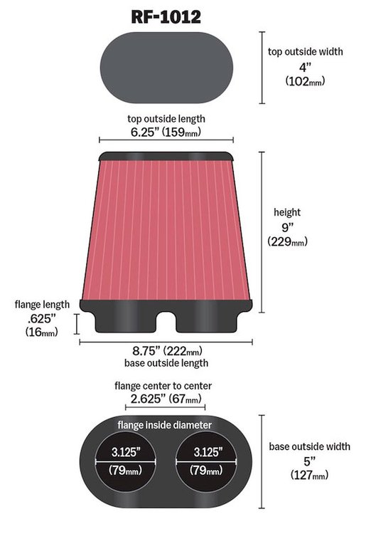 Dual Flange Oval Tapered Flange Inside Dia - F: 3.125"
