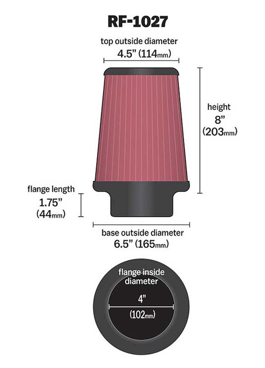 Tapered Filter Flange Dia.- F: 4" , 102 mm