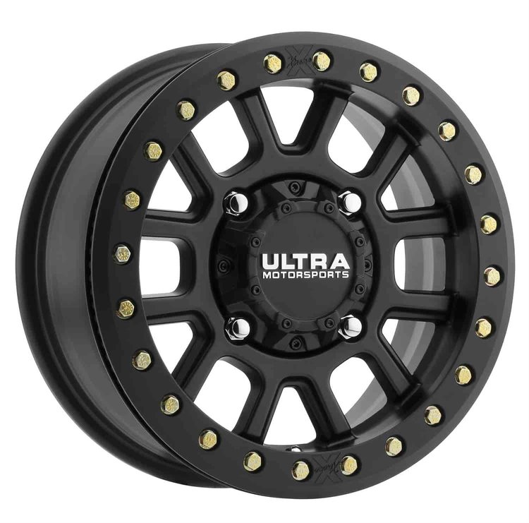 X117 15X6 4X115 4.76BS +32 Satin Black w/ Black Bead Lock Ring