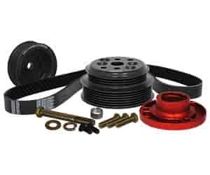 30 PRO SERIES SERPENTINE PULLEY KIT SBC W/ HEAD MOUNTED STEERING PUMP